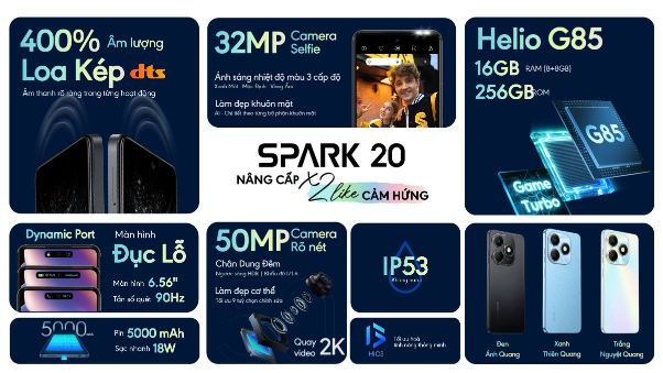 Điện thoại Tecno Spark 20, loa kép dts 400% âm lượng, chip Gaming liệu có đáng sở hữu?- Ảnh 2.