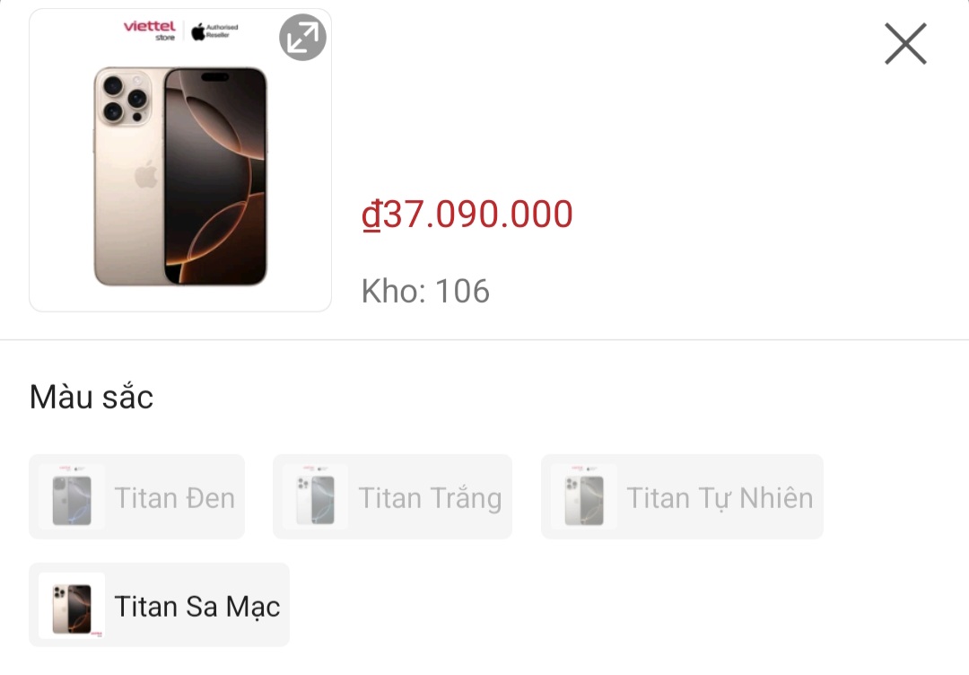 Từng cháy hàng nhiều tuần, iPhone 16 Pro Max Titan Sa Mạc 