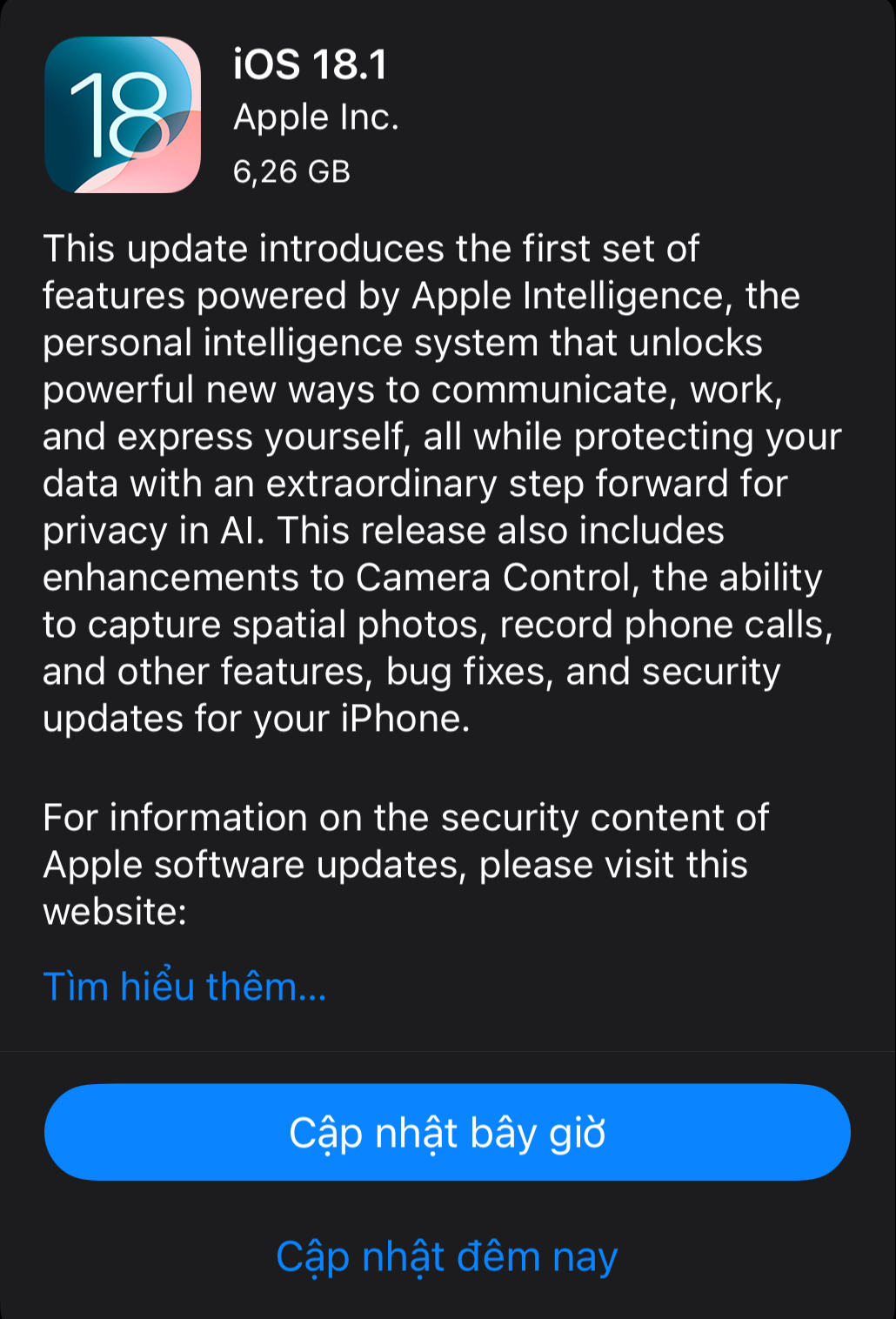 Apple ra mắt iOS 18.1 RC: Cuối cùng đã có Apple Intelligence, hỗ trợ ghi âm cuộc gọi, sửa lỗi nghiêm trọng trên iPhone 16- Ảnh 1.