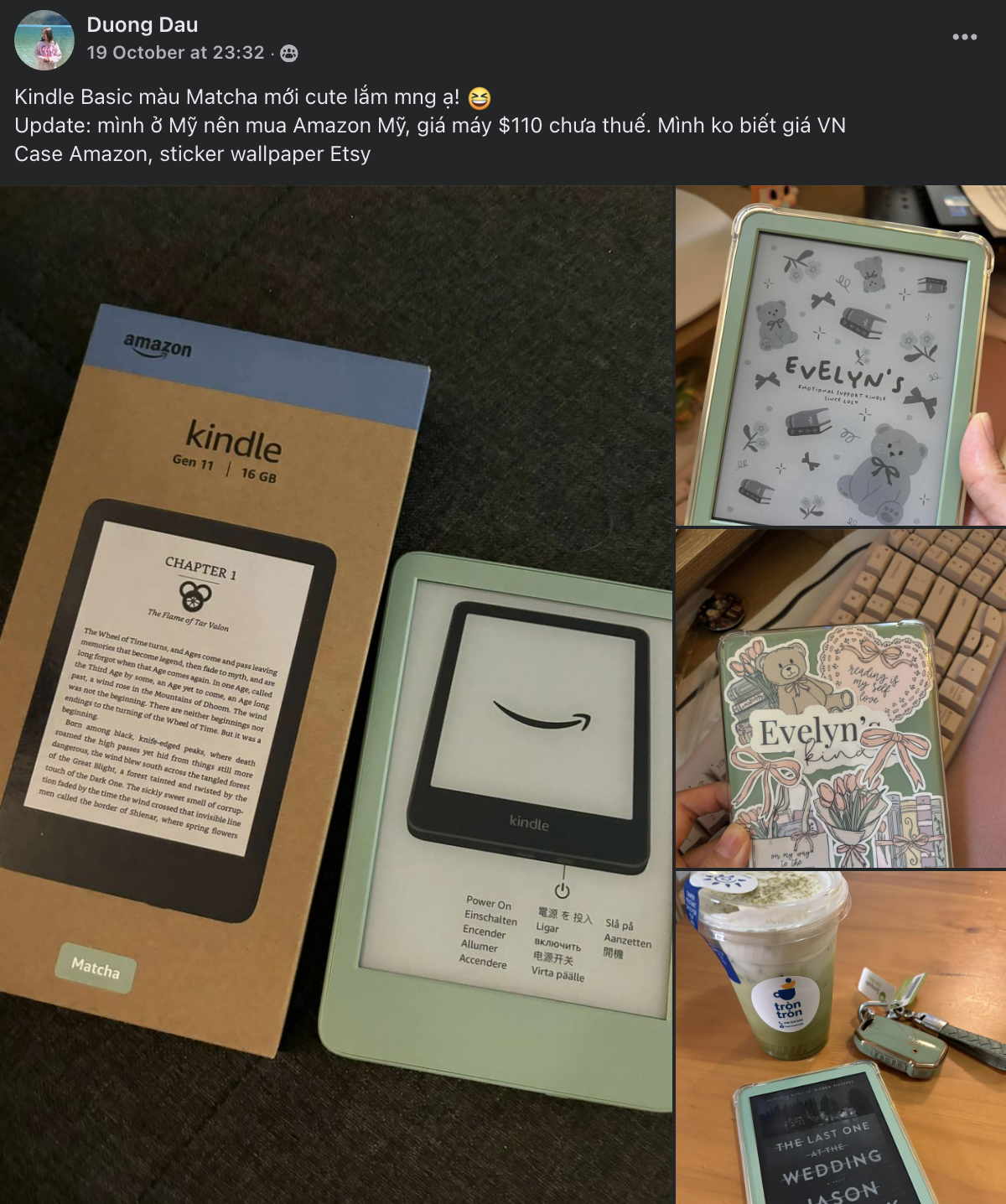 Cận cảnh chiếc Kindle màu xanh Matcha 