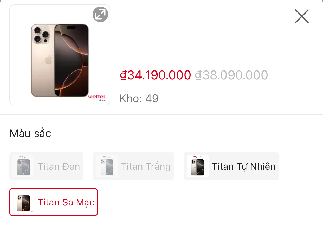 Săn iPhone 16 Pro Max trong ngày sale 25/10: Màu Titan Sa Mạc về hàng nhiều, giá đã 