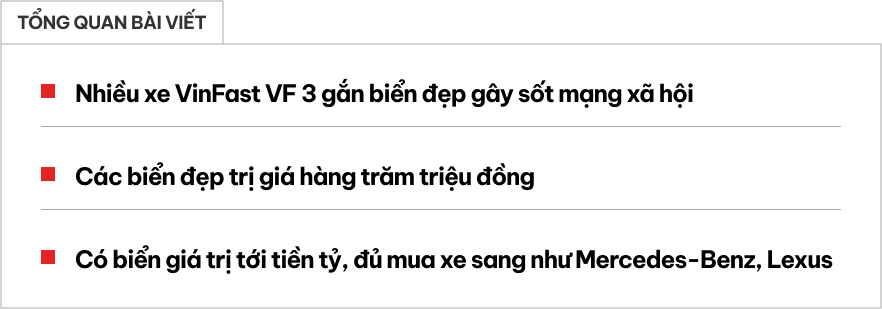 Loạt xe VinFast VF 3 mang biển đẹp 'nhức nách': Đủ sảnh tiến, ngũ quý, tứ quý, thần tài, lộc phát, có biển trị giá đủ mua... 16 chiếc VF 3- Ảnh 1.