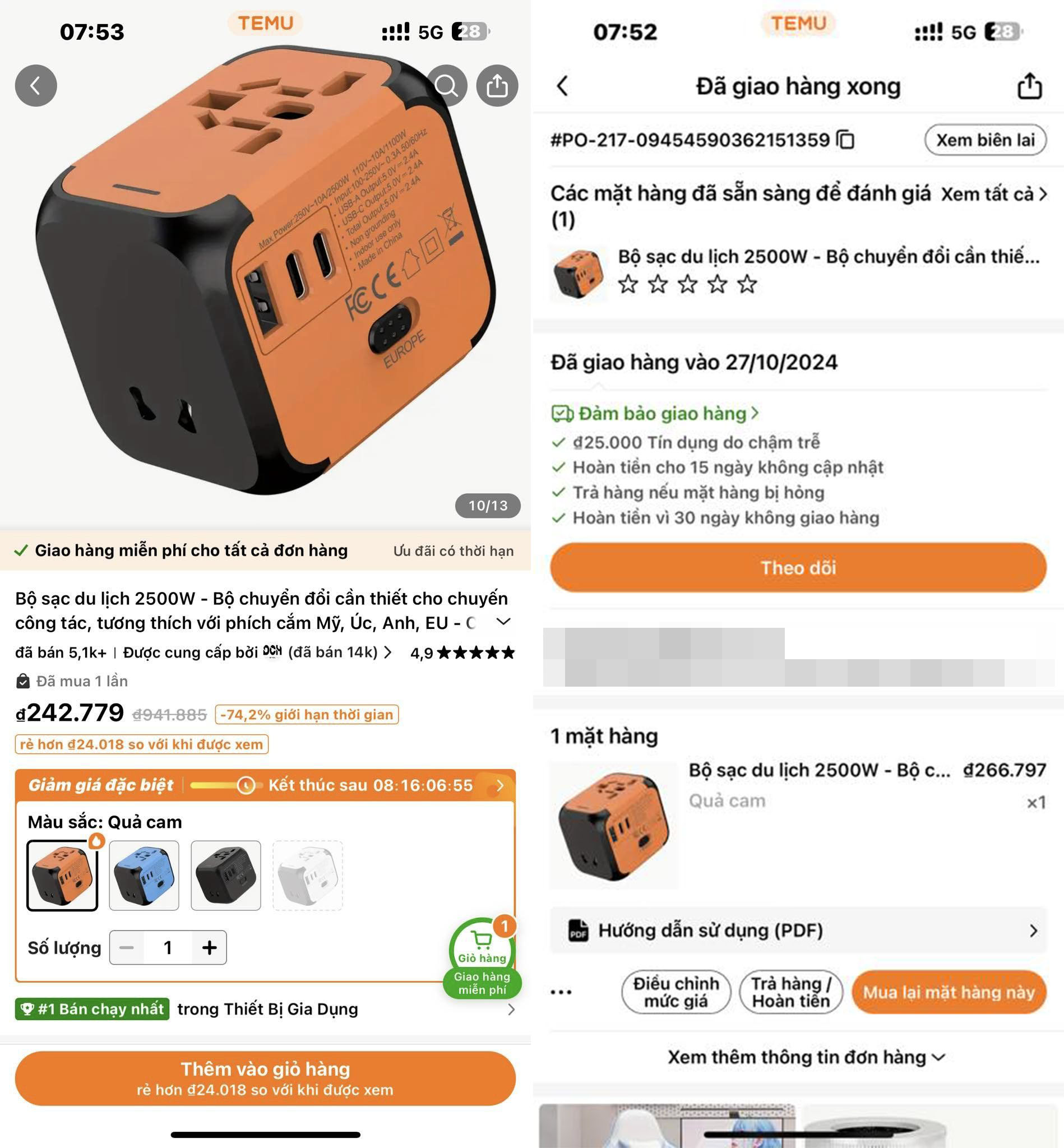 Mua cục sạc 2.500W giá chưa đến 200.000 đồng trên Temu, người dùng nhận được gì?- Ảnh 1. Mua cục sạc 2.500W giá chưa đến 200.000 đồng trên Temu, người dùng nhận được gì?- Ảnh 1.