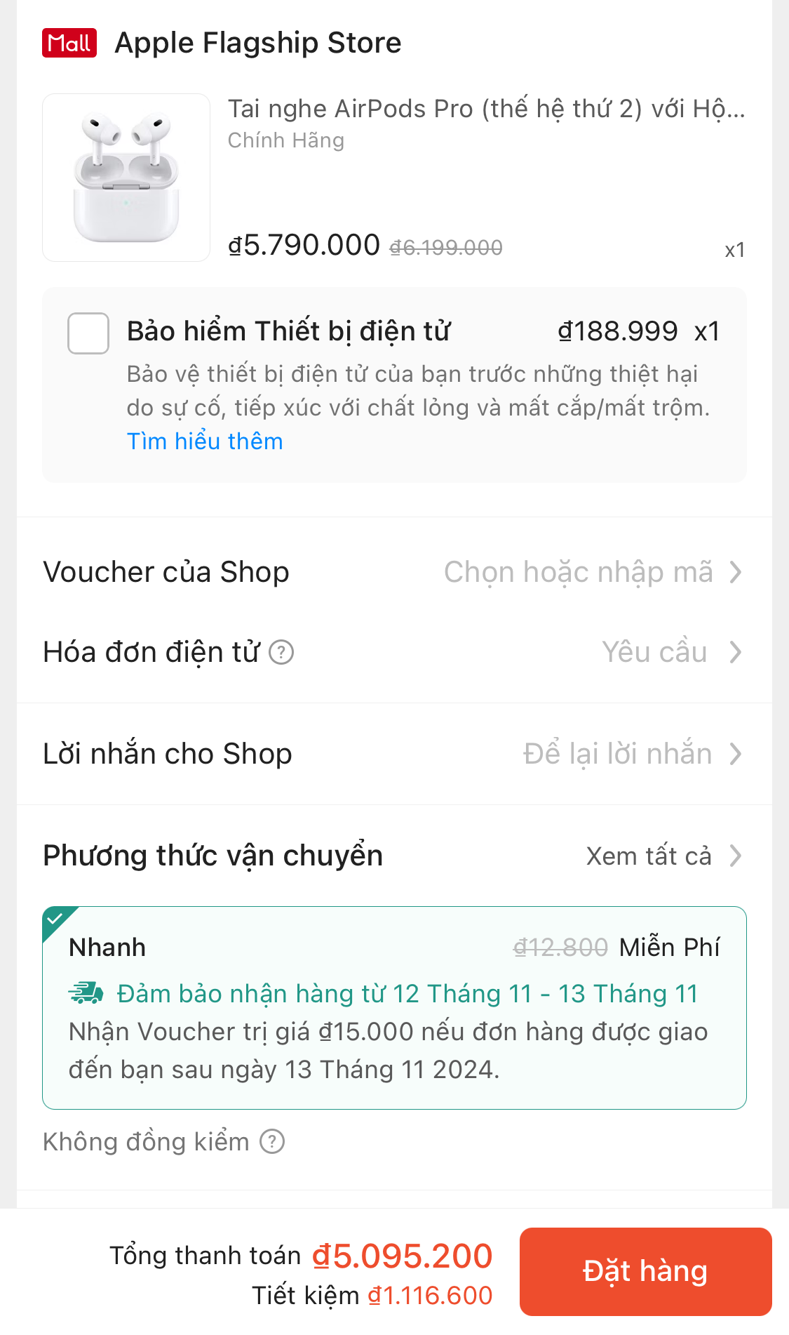 AirPods Pro 2 trong ngày sale 11/11 có giá bao nhiêu?- Ảnh 2. AirPods Pro 2 trong ngày sale 11/11 có giá bao nhiêu?- Ảnh 2.
