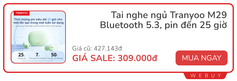 Gợi ý tai nghe không dây siêu nhỏ nhẹ đeo đi ngủ: Thiết kế đặc biệt ít cấn tai, rẻ nhất chưa đến 100.000đ- Ảnh 9.