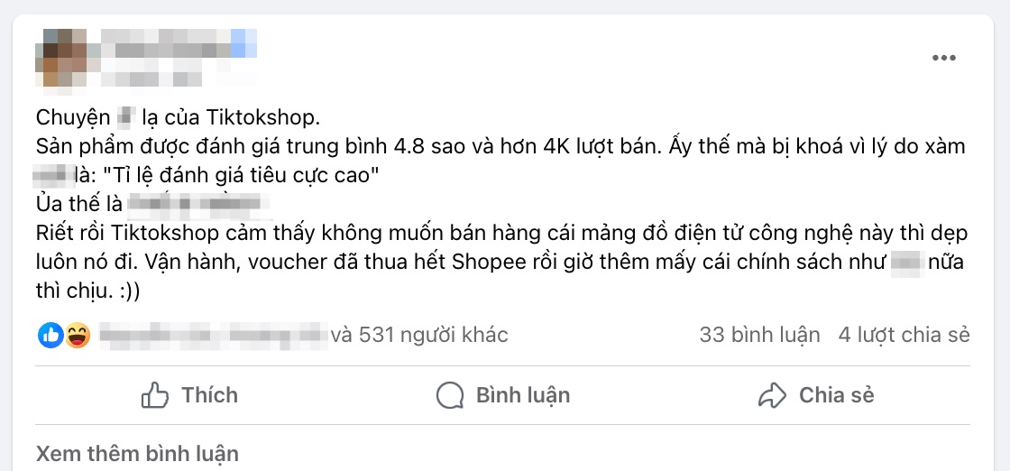 Nhiều người bán hàng trên TikTok Shop than trời khi bị khoá sản phẩm vì lý do hết sức trời ơi này- Ảnh 1.