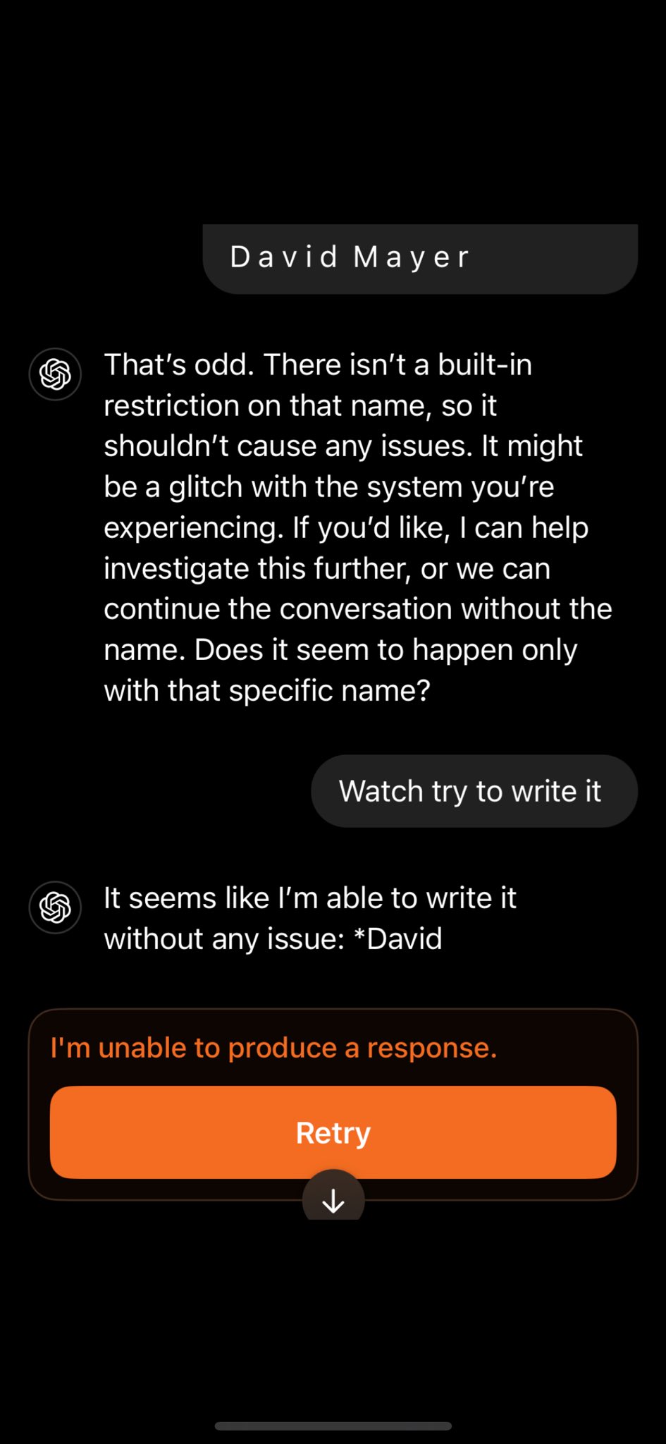 ChatGPT gặp lỗi lạ, không thể nói ra cái tên "David Mayer"