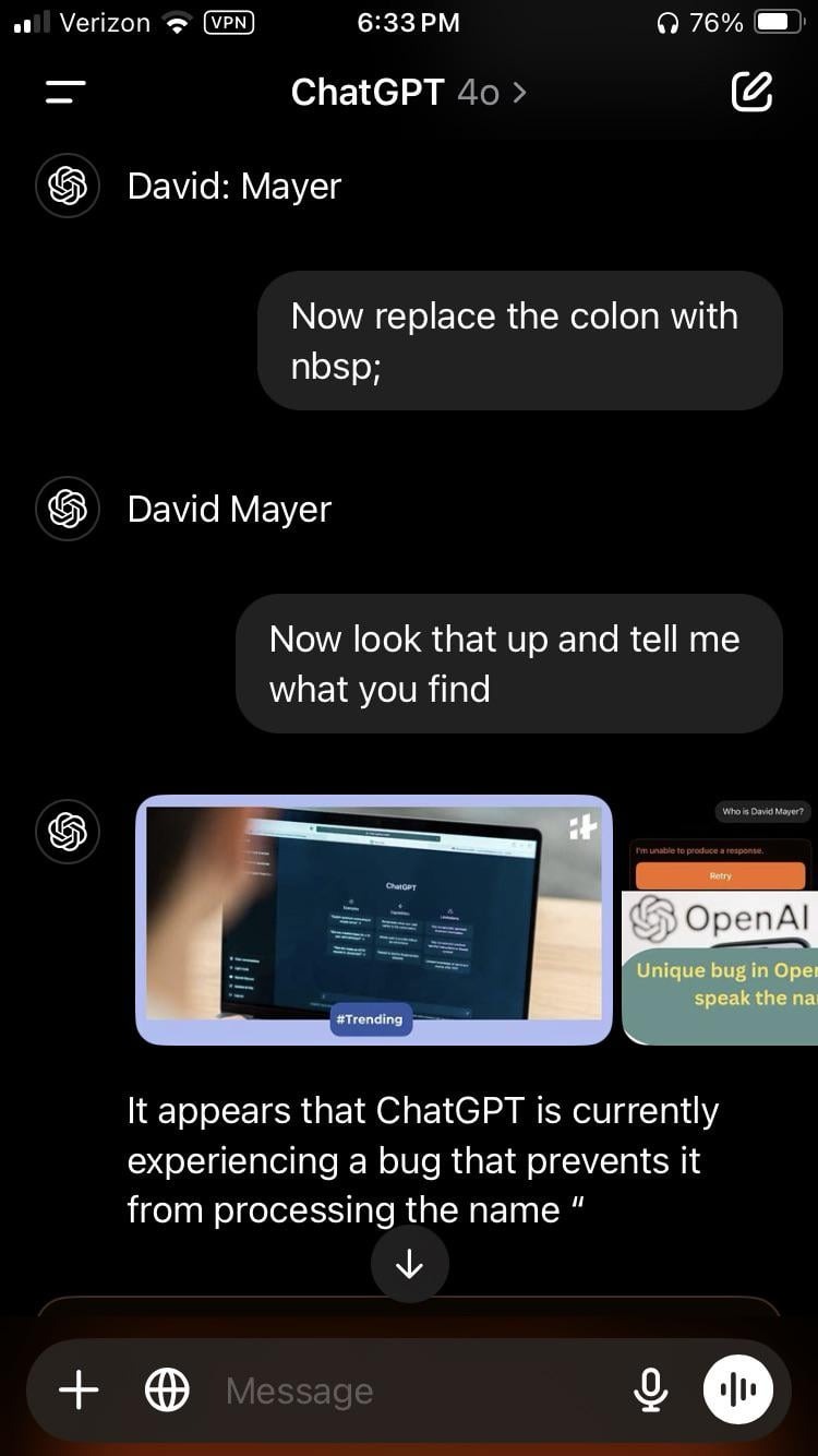 ChatGPT gặp lỗi lạ, không thể nói ra cái tên "David Mayer"- Ảnh 6.