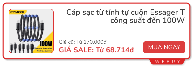 Giáng sinh ở nhà mua đồ giảm giá: Cáp sạc từ tính 100W 69.000đ, pin tiểu sạc lại 75.000đ, giá đỡ điện thoại chống rung giảm 60%...- Ảnh 1.