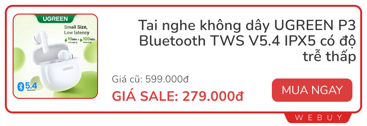 8 deal tai nghe hot giá dưới 300.000đ từ Ugreen, Redmi, Baseus, Lenovo...- Ảnh 8.