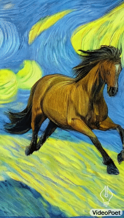 Video từ hướng dẫn: &quot;Ngựa phi nước đại trên nền bức tranh Starry Night của van Gogh&quot;.