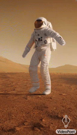 Video từ hướng dẫn: &quot;Một nhà du hành vũ trụ bắt đầu nhảy trên Sao Hỏa. Rồi pháo hoa rực rỡ nổ từ đằng sau&quot;.