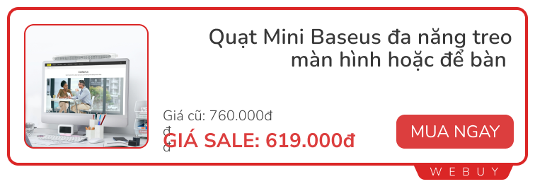 Deal hè mát lịm: Quạt mini, quạt không cánh, quạt gắn máy tính vừa đẹp vừa xịn... giảm sâu đến 50%- Ảnh 4.