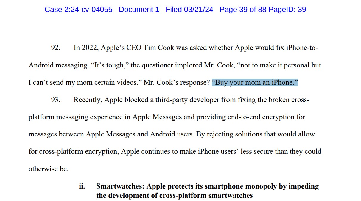 "Mua cho mẹ bạn chiếc iPhone", câu đùa ngày trước của CEO Tim Cook trở thành tài liệu chống lại Apple của Bộ Tư pháp Mỹ- Ảnh 2.