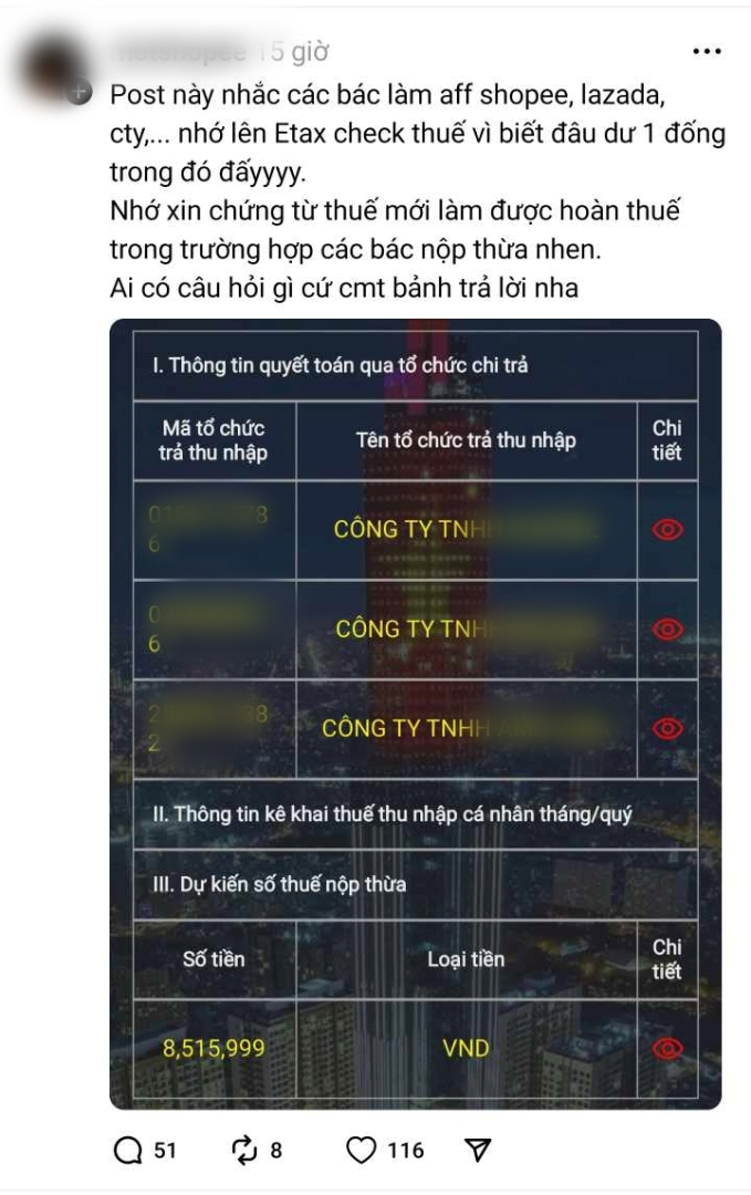 Dân tình lên Threads rủ nhau check thuế TNCN, có người được hoàn cả chục triệu: Ai đủ điều kiện? Tra cứu ở đâu uy tín?- Ảnh 3.