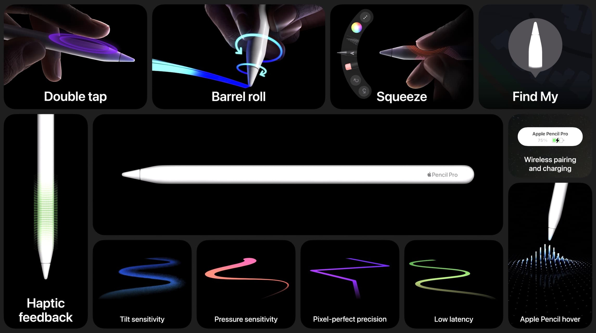 Apple Pencil Pro ra mắt: "Bóp" như AirPods, có rung phản hồi, giá 3,49 triệu đồng