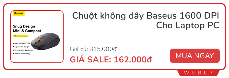 10 Deal từ nhà Baseus không thể bỏ qua: Tai nghe, sạc, đèn, chuột... sale tới 60%- Ảnh 6.