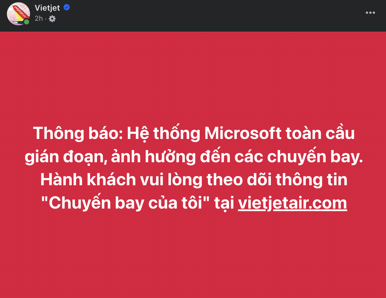 Vietjet Air bị ảnh hưởng bởi sự cố 