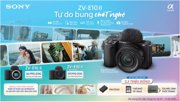 Sony mở bán và nhận đặt hàng trước máy ảnh vlog ZV-E10 II kèm ống kit- Ảnh 5.