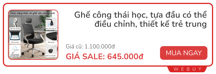 5 mẫu ghế công thái học cho người hay đau lưng, mỏi cổ đang giảm giá kịch sàn gần 50%- Ảnh 3.