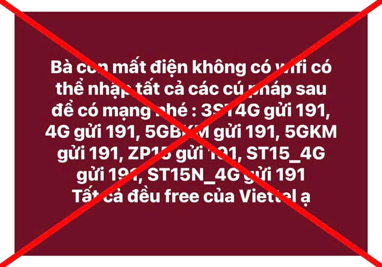 Sự thật thông tin lan truyền MXH, hướng dẫn người dân vùng lũ soạn tin gửi 191 để có mạng dùng khi mất điện- Ảnh 2.