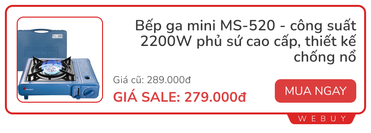 Bếp gas mini, quạt, đèn pin tích điện 