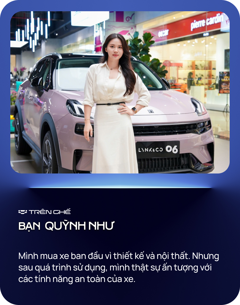 Quỳnh Như: ‘Từ fan Toyota, antifan xe Trung Quốc, bố mình chấm 9 điểm cho Lynk & Co 06’- Ảnh 5. Quỳnh Như: ‘Từ fan Toyota, antifan xe Trung Quốc, bố mình chấm 9 điểm cho Lynk & Co 06’- Ảnh 5.