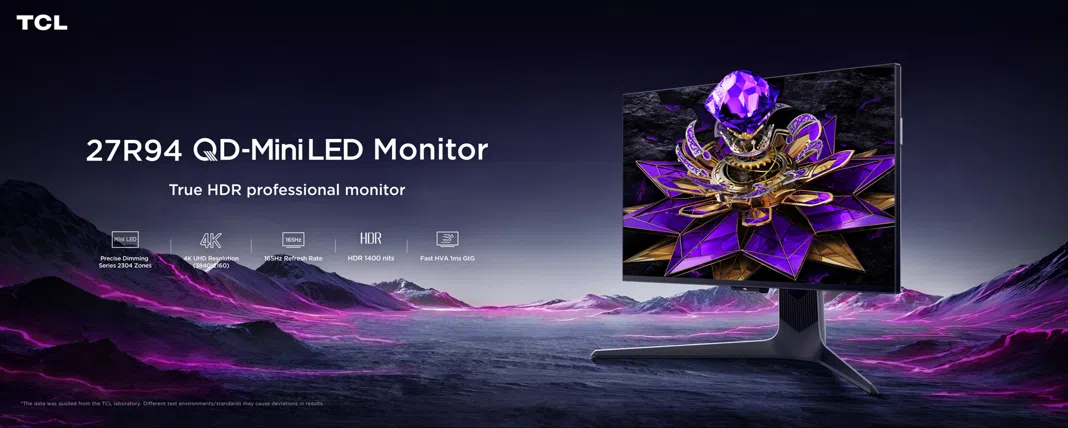 Ra mắt màn hình TCL gaming 4K mini-LED 27 inch, độ sáng 1.600 nits, tần số quét 165Hz, giá chắc chắn không rẻ- Ảnh 1.