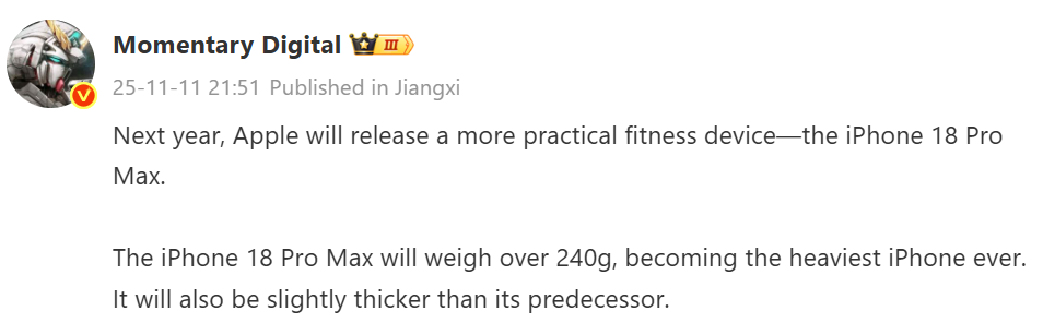 Iphone 18 Pro Max Sẽ Là Chiếc Iphone Nặng Và Dày Nhất Lịch Sử - Ảnh 1.