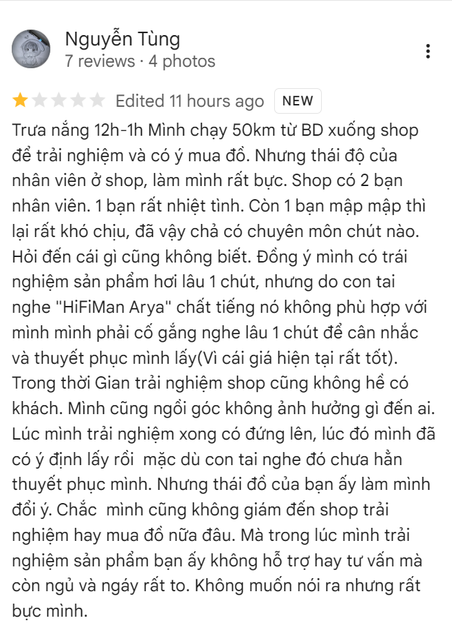 Drama gây bức xúc ngành âm thanh: Khách hàng đi thử tai nghe nhưng "bật max volume" như bật loa, về còn đánh giá cửa hàng 1 sao - Ảnh 2.