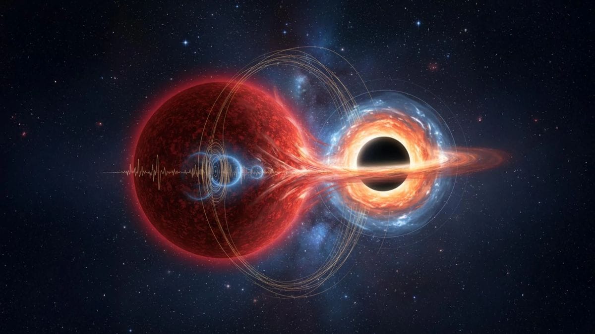 Ph&aacute;t hiện một ng&ocirc;i sao khổng lồ đỏ quay nhanh bất thường gần hố đen- Ảnh 1.