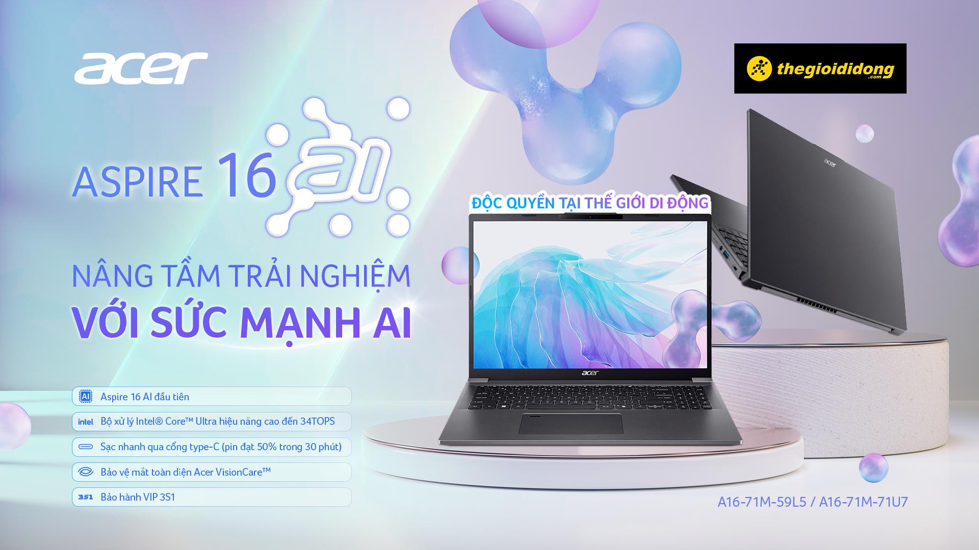 Acer Aspire 16 AI - Nâng tầm trải nghiệm với sức mạnh AI- Ảnh 1.