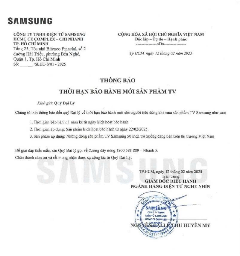 Samsung giảm thời gian bảo hành một số dòng TV tại Việt Nam: TV của bạn có bị ảnh hưởng?- Ảnh 1.