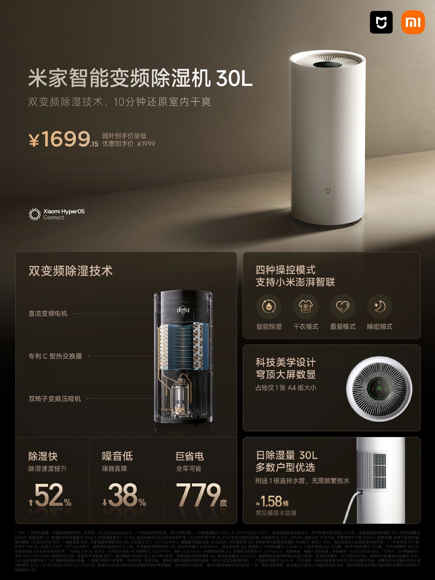 Đúng ngày nồm ẩm, Xiaomi ra mắt máy hút ẩm 30L: Máy Inverter Panasonic cực êm, hút ẩm trong 10 phút, tiết kiệm 779 số điện/năm- Ảnh 5.