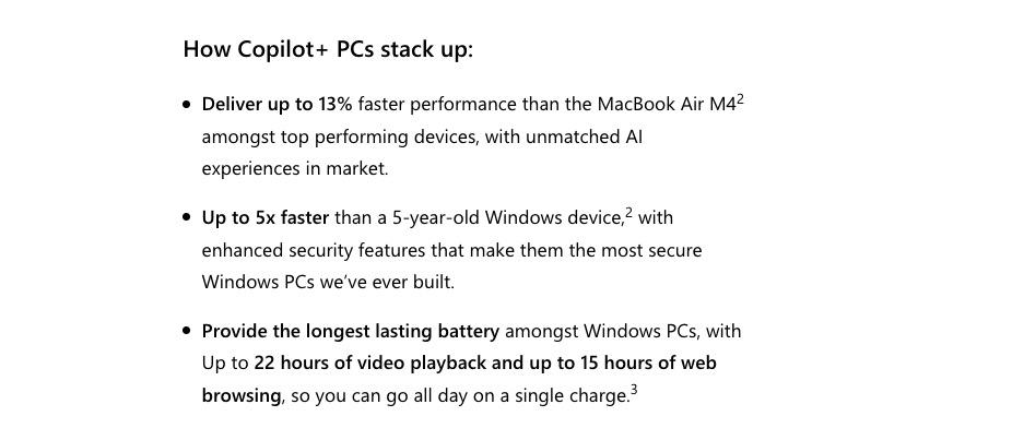 Lo lắng Windows 10 bị ‘khai tử’? Microsoft khuyên: hãy mua Copilot+ PC vì chúng nhanh hơn MacBook Air M2- Ảnh 2. Lo lắng Windows 10 bị ‘khai tử’? Microsoft khuyên: hãy mua Copilot+ PC vì chúng nhanh hơn MacBook Air M2- Ảnh 2.