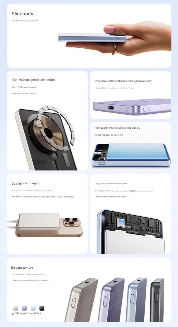 Xiaomi ra mắt pin sạc dự phòng MagSafe siêu mỏng chỉ 8,7mm, công suất tới 22,5W- Ảnh 2. Xiaomi ra mắt pin sạc dự phòng MagSafe siêu mỏng chỉ 8,7mm, công suất tới 22,5W- Ảnh 2.