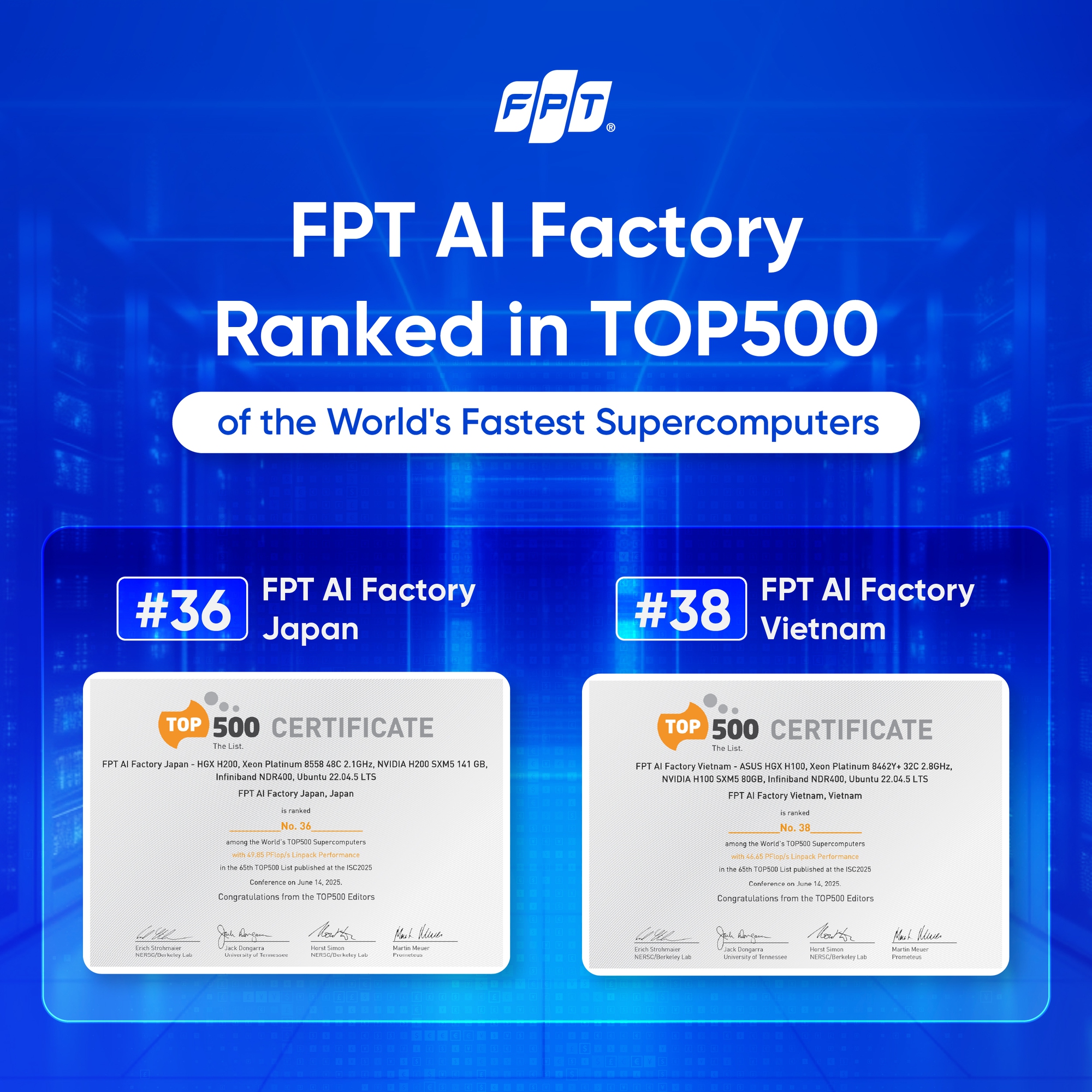 Nhà máy AI của FPT lọt top 500 siêu máy tính mạnh nhất thế giới- Ảnh 1. Nhà máy AI của FPT lọt top 500 siêu máy tính mạnh nhất thế giới- Ảnh 1.