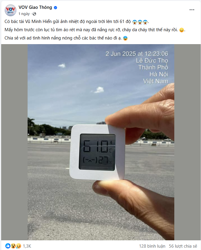 Thực hư thông tin Hà Nội nóng 61 độ C: Tại sao bản tin thời tiết dự báo nhiệt độ cao nhất là 40 độ C, mà cầm nhiệt kế ra đường lại đo được tận 61 độ?- Ảnh 3. Thực hư thông tin Hà Nội nóng 61 độ C: Tại sao bản tin thời tiết dự báo nhiệt độ cao nhất là 40 độ C, mà cầm nhiệt kế ra đường lại đo được tận 61 độ?- Ảnh 3.