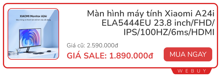 14 Deal 6/6 đủ đồ xịn từ phụ kiện đến gia dụng thông minh: Máy hút bụi PerySmith, màn hình Xiaomi, tai nghe Ugreen, cân điện tử Lenovo...- Ảnh 1.