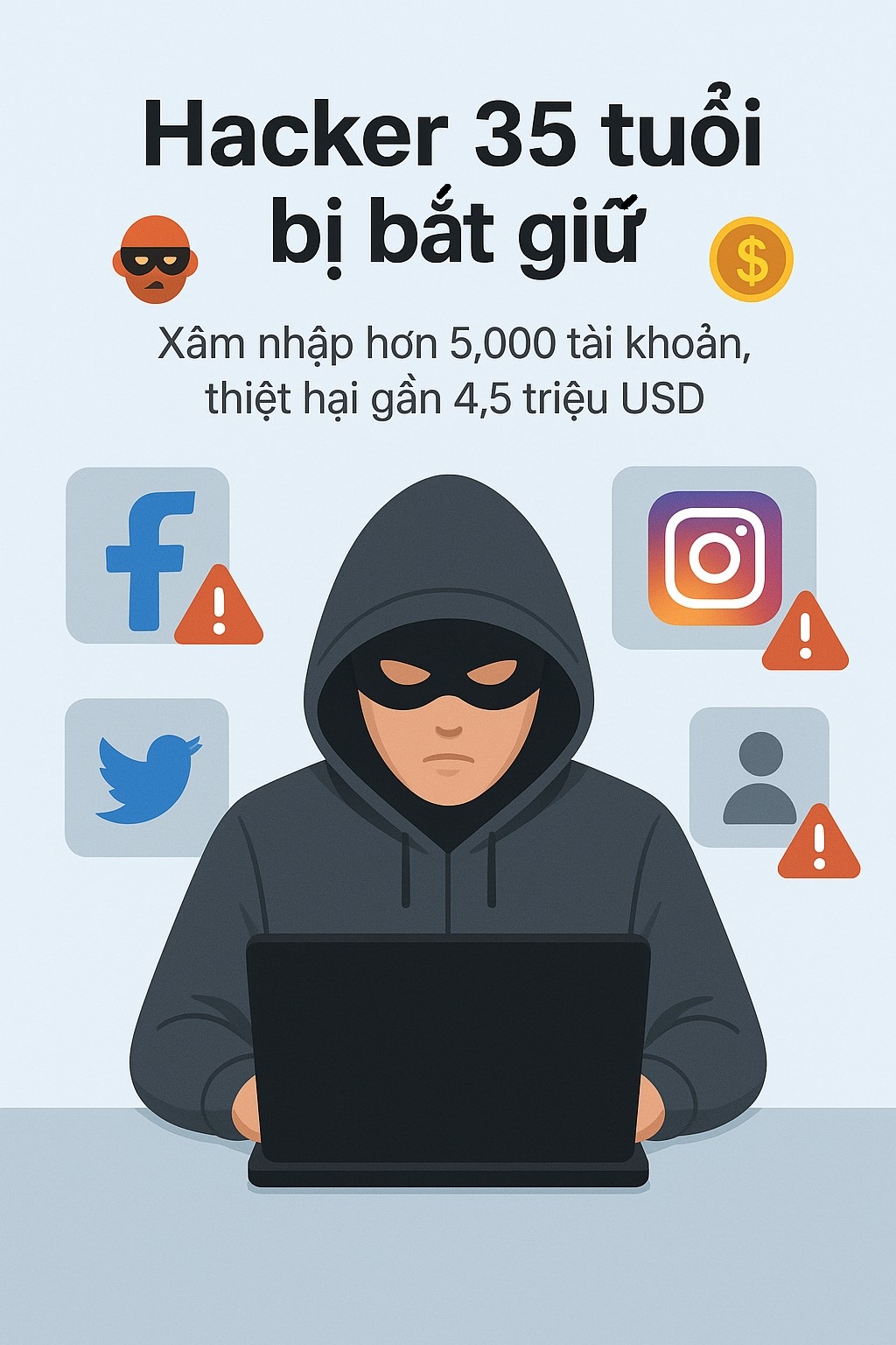 Bắt giữ hacker xâm nhập 5.000 tài khoản trong 7 năm để thu lợi 4,5 triệu USD tiền ảo- Ảnh 1.