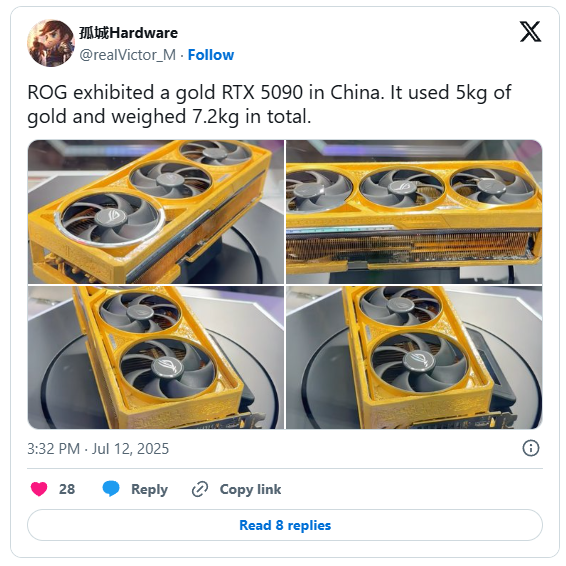 Asus vừa ra mắt GPU đắt nhất Thế giới: "Bọc" bởi gần 5 kg vàng, giá nửa triệu Đô- Ảnh 2. Asus vừa ra mắt GPU đắt nhất Thế giới: "Bọc" bởi gần 5 kg vàng, giá nửa triệu Đô- Ảnh 2.