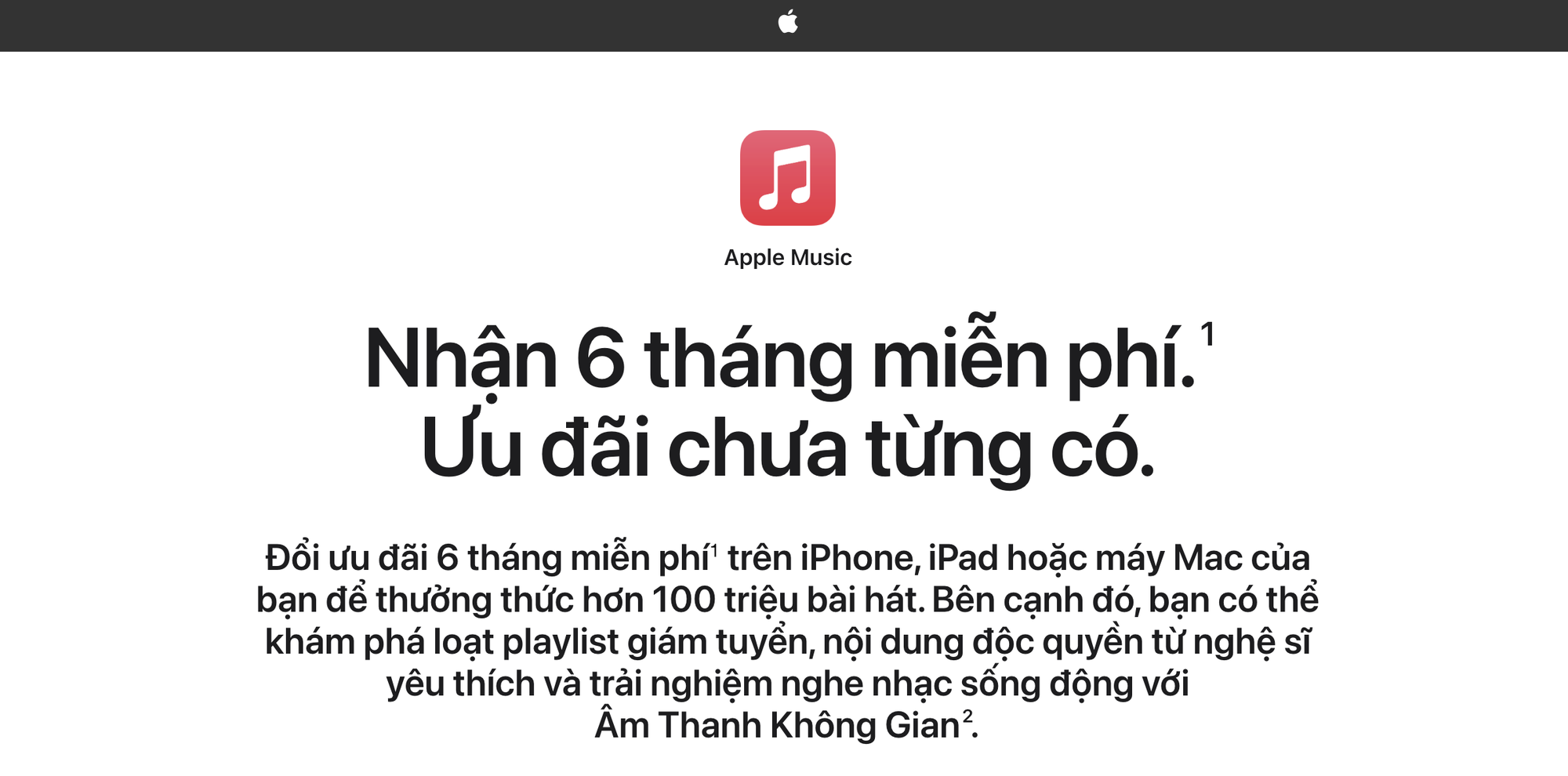 Apple bất ngờ tặng 6 tháng Apple Music miễn phí cho người dùng Việt- Ảnh 1. Apple bất ngờ tặng 6 tháng Apple Music miễn phí cho người dùng Việt- Ảnh 1.