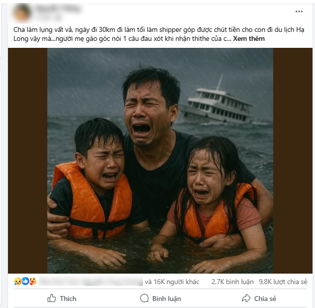 Phẫn nộ chiêu trò dùng AI bịa chuyện thương tâm, tạo ảnh giả mạo để câu tương tác từ vụ lật tàu ở Hạ Long- Ảnh 2. Phẫn nộ chiêu trò dùng AI bịa chuyện thương tâm, tạo ảnh giả mạo để câu tương tác từ vụ lật tàu ở Hạ Long- Ảnh 2.