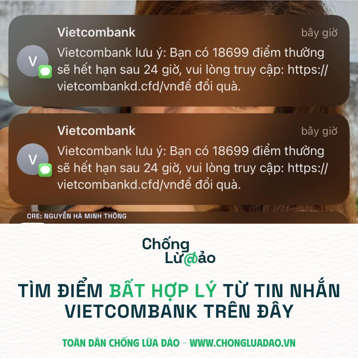 Nhận 2 tin nhắn đều cùng của ngân hàng Vietcombank, làm sao để biết tin nào là tin lừa đảo?- Ảnh 1. Nhận 2 tin nhắn đều cùng của ngân hàng Vietcombank, làm sao để biết tin nào là tin lừa đảo?- Ảnh 1.