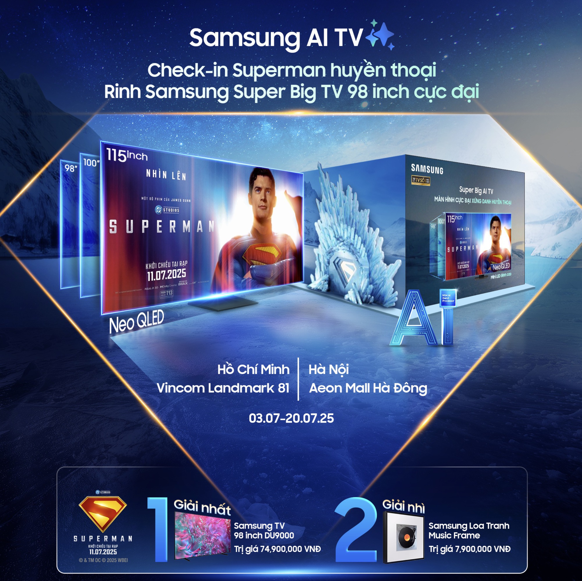 Samsung kết hợp DC quảng bá Superman qua TV 115 inch: Fan Việt đến check-in là có cơ hội rinh loa khung tranh, TV 98 inch giá 75 triệu về nhà- Ảnh 4. Samsung kết hợp DC quảng bá Superman qua TV 115 inch: Fan Việt đến check-in là có cơ hội rinh loa khung tranh, TV 98 inch giá 75 triệu về nhà- Ảnh 4.