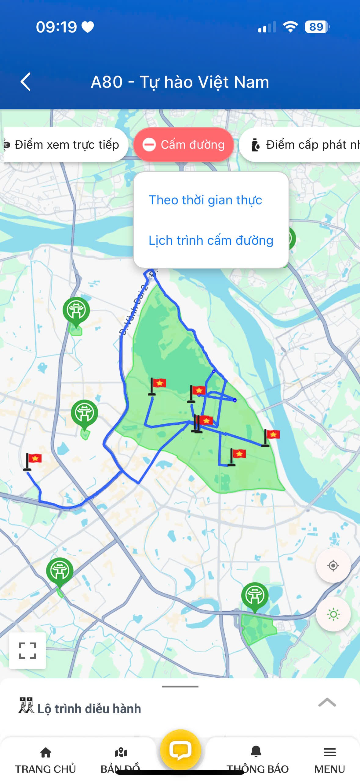 Từ 11h30 trưa nay, Hà Nội cấm đường tổng duyệt diễu binh: Chỉ cần thao tác sau, người dân có thể cập nhật đường cấm theo từng phút ngay trên điện thoại- Ảnh 4. Từ 11h30 trưa nay, Hà Nội cấm đường tổng duyệt diễu binh: Chỉ cần thao tác sau, người dân có thể cập nhật đường cấm theo từng phút ngay trên điện thoại- Ảnh 4.