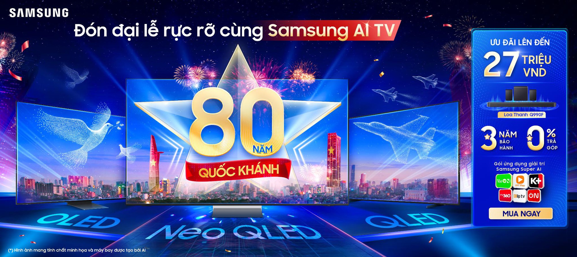 Trọn view xem diễu binh, tự hào đón Quốc khánh trên Samsung AI TV- Ảnh 1. Trọn view xem diễu binh, tự hào đón Quốc khánh trên Samsung AI TV- Ảnh 1.