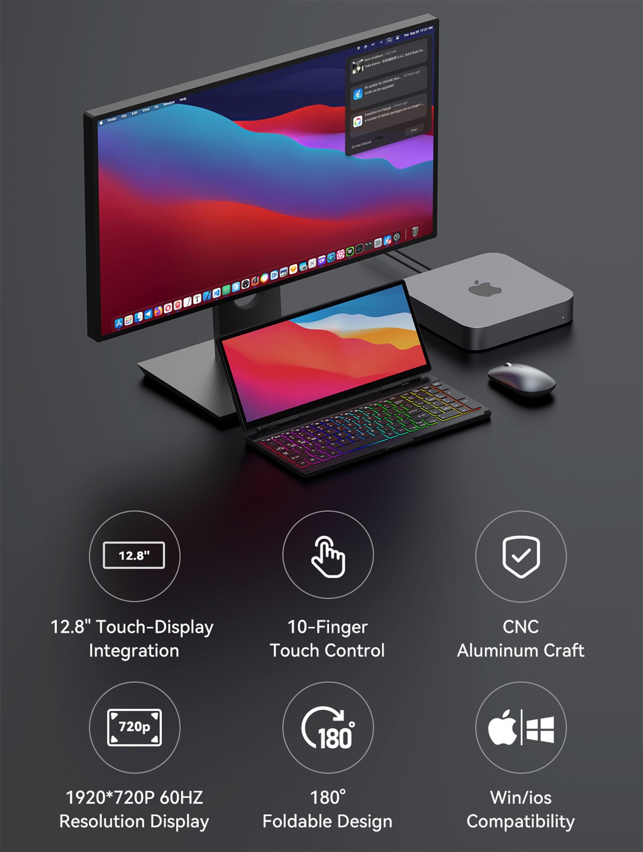 Bàn phím không dây này có màn hình phụ tưởng như Touch Bar bản Pro Max, đèn LED đổi màu, mua sớm giảm nửa giá- Ảnh 2.