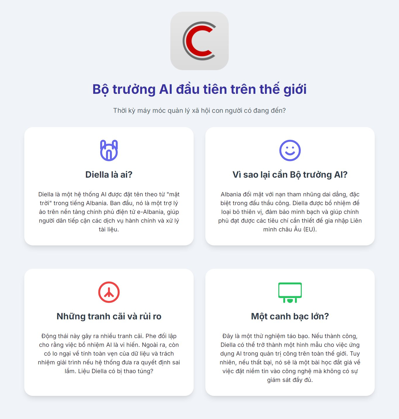 Bộ trưởng AI đầu tiên trên thế giới mới được bổ nhiệm: Thời kỳ máy móc quản lý xã hội con người có đang đến?- Ảnh 2. Bộ trưởng AI đầu tiên trên thế giới mới được bổ nhiệm: Thời kỳ máy móc quản lý xã hội con người có đang đến?- Ảnh 2.