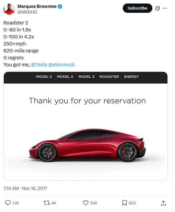 Chờ đợi suốt 8 năm không nhận được xe Tesla, YouTuber chán nản hủy cọc 50.000 USD- Ảnh 2.